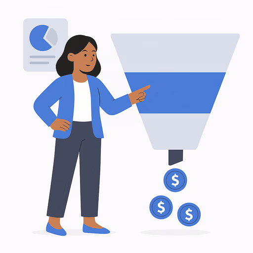 Infografía de embudo de ventas y optimización de procesos